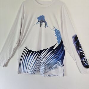 Guy Harvey White and Blue Long Sleeve 100% Polyester Sun Shirt